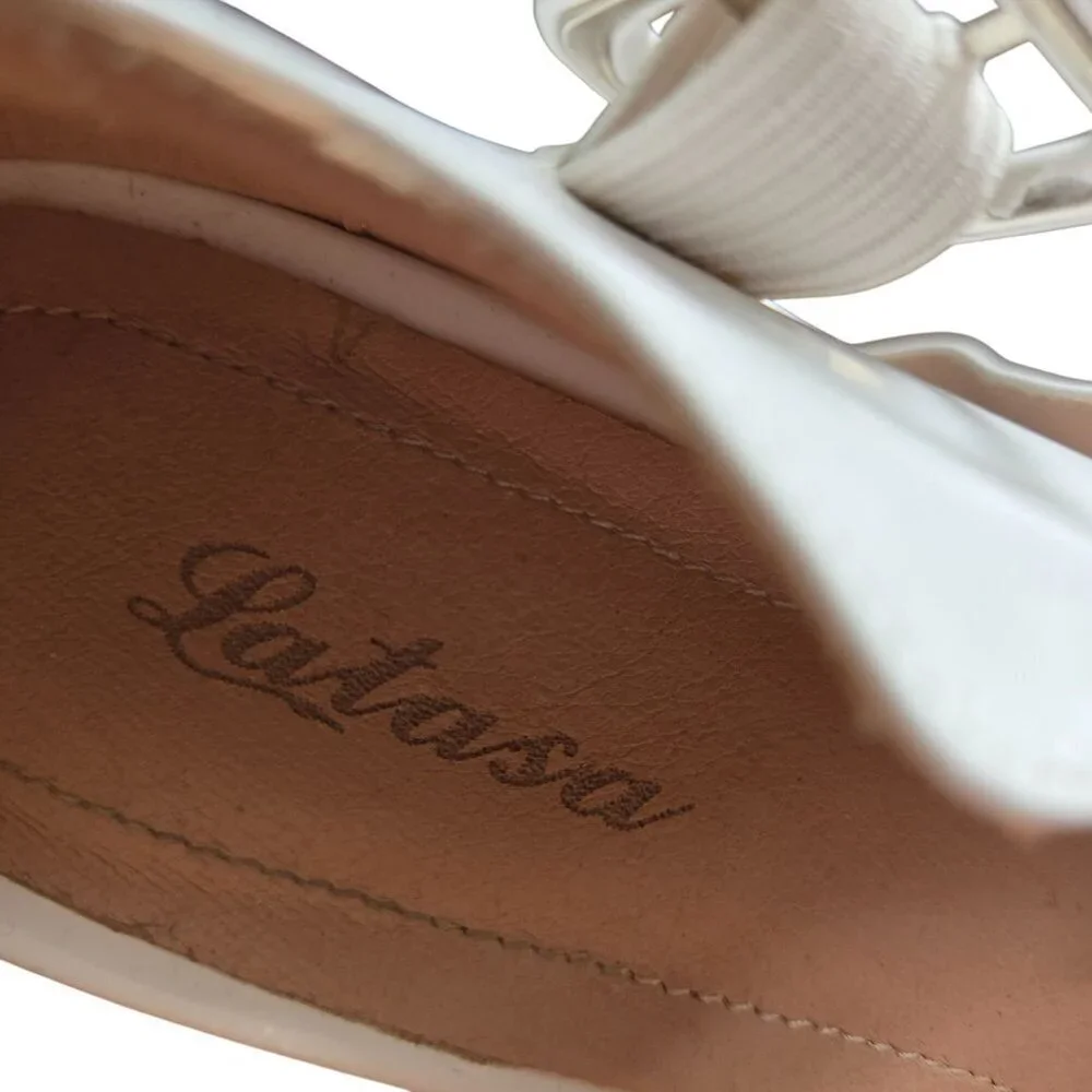 Latasa White Faux Patent Leather Platform Mary Jane Square Toe Size 40/9.5
